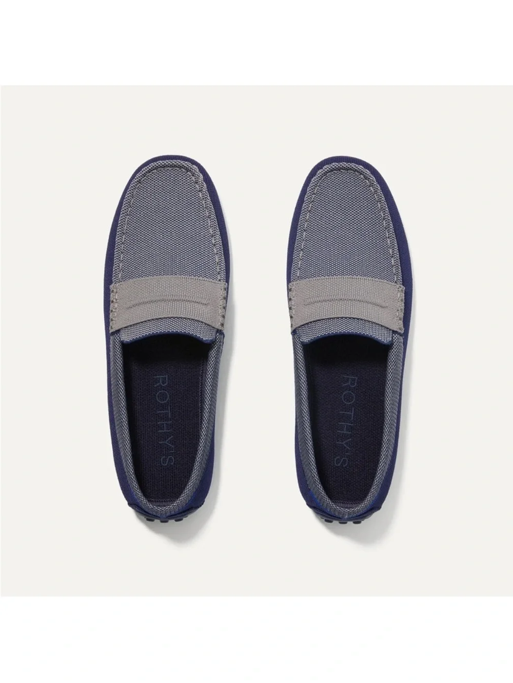 Rothy’s Amalfi Blue & Gray Men’s Driving Loafers Size 10.5